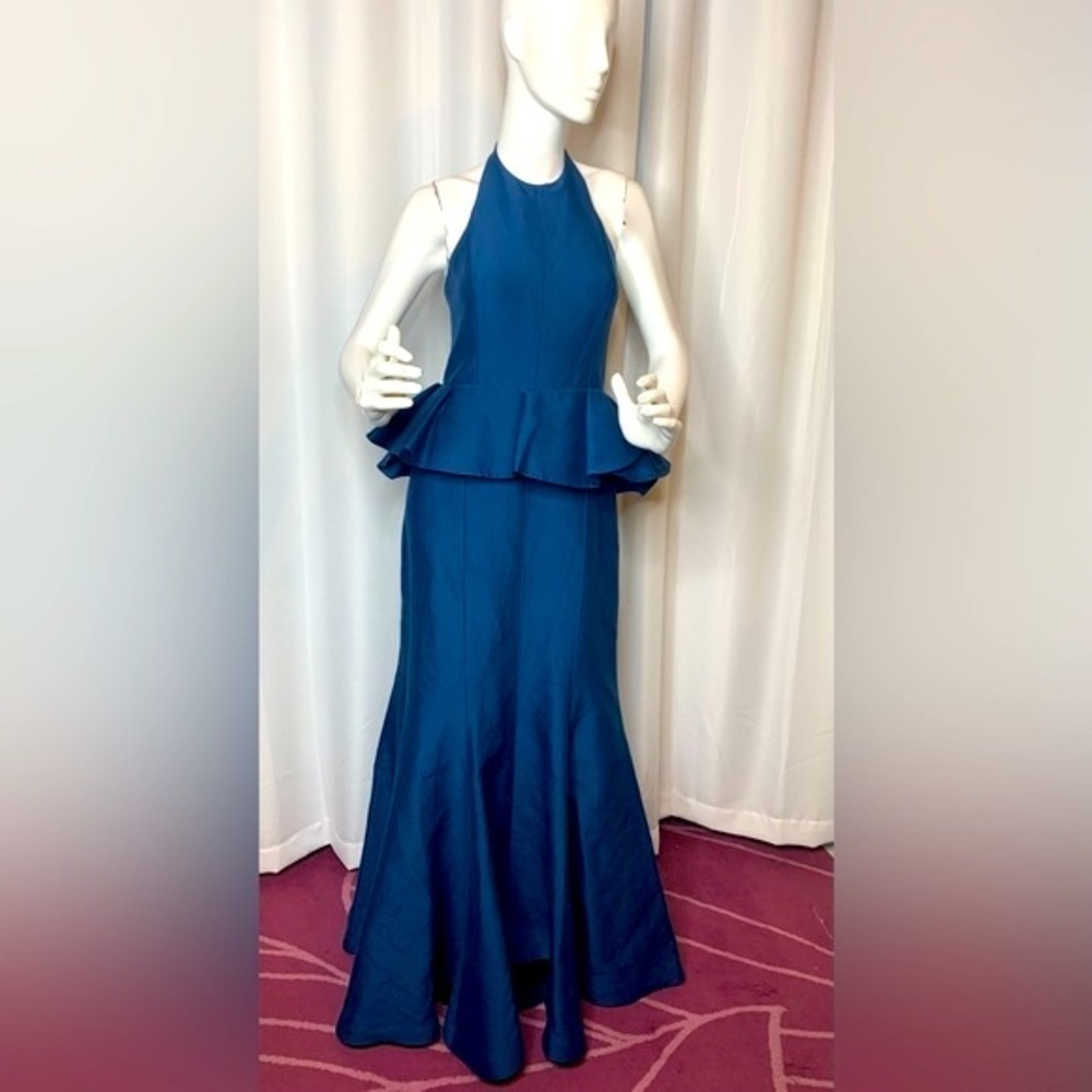 Halston Heritage Peplum Halter Gown